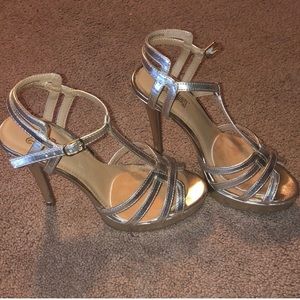Gold metallic high heels